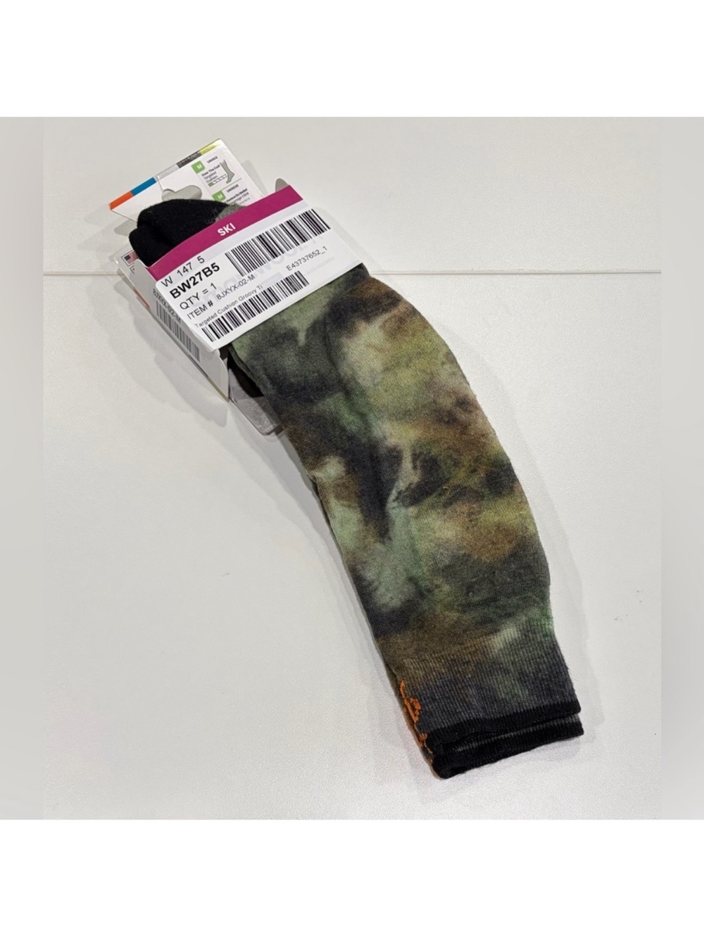 SmartWool Men's Medium Targeted Cushion Groovy Tie-Dye Print Ski Socks Green NWT